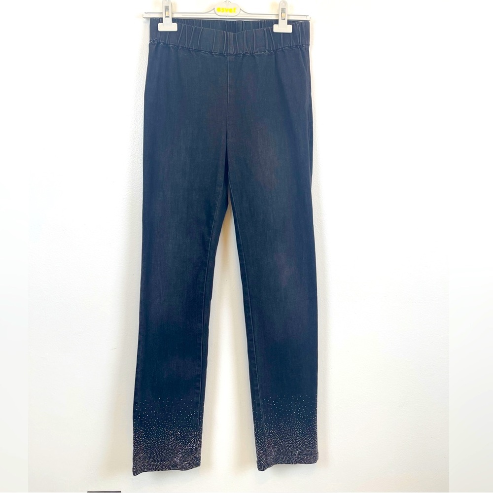 Soft Surroundings Faded Black Stretch Metro Pull On Studded jeans Jeggings S